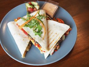 Quesadilla vegana at Pofta de Verde in Constanta