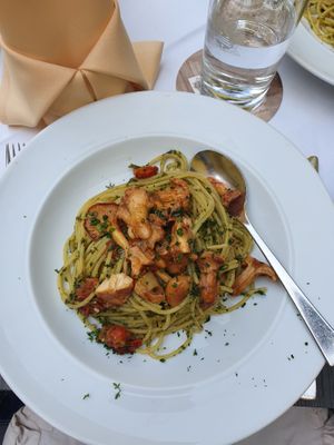 Pasta with chanterelle at Glocke in Rothenburg Ob Der Tauber