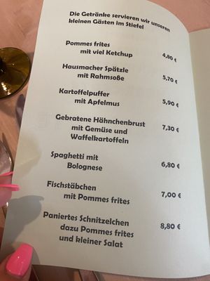 Kids menu   at Glocke in Rothenburg Ob Der Tauber