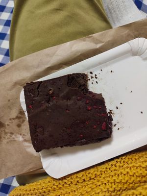 Vegan brownie at Hiša Kruha in Maribor