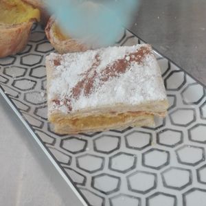 Vegan mil-folhas. Traditional portuguese cake in a vegan version.  at A Vegana in Portimao