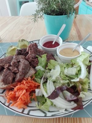 Seitanas. Vegan version of Portuguese "bifanas" made with seitan.  at A Vegana in Portimao