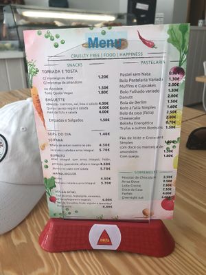 The menu  at A Vegana in Portimao