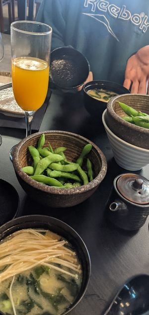 Edamame & miso soup at Koko in Sheffield