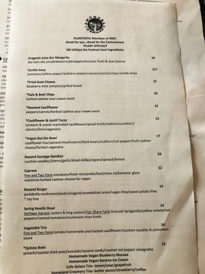 Monday night menu 4/22/19 at Diamondback Grill in Winston-salem