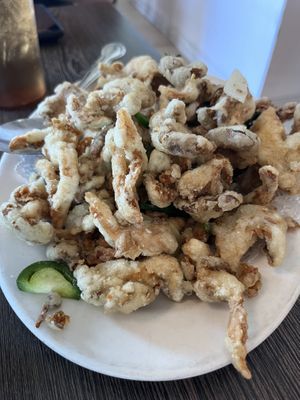 Salt and pepper fried oyster mushrooms #Veganuary at House of Fortune - Chino in Chino