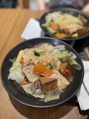 Build your own soup with fried tofu, different mock meats, instant noodles and and veggies - Vege Creek, Taipei  at Vege Creek 蔬河 - 101 in Taipei