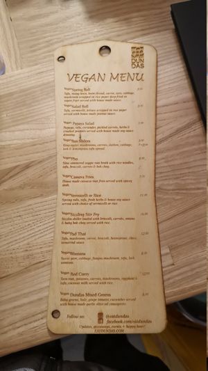Vegan lenu at Dundas in Vancouver