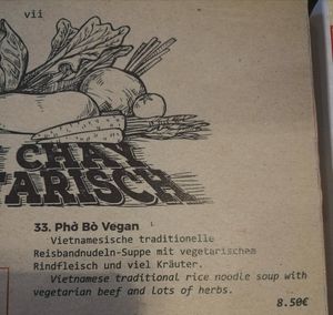Only vegan dish clearly listed on the menu at Anamit in Dresden