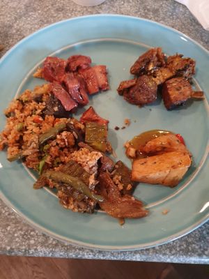 Buffet plate  at Huong Sen Tofu in Sacramento
