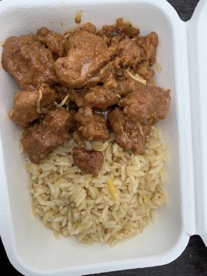 Teriyaki chickn & garlic rice   at Tara's Vegan Treats in St Albans
