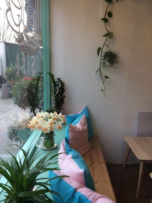Our window seat is perfect for a catch up in the sunshine. at Sift in Otley