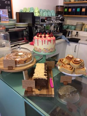 Our Saturday counter. Cinnamon buns are a Saturday special. And they’re vegan! at Sift in Otley