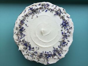 Gluten free lavender and honey cake. at Sift in Otley