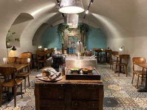 The buffé table  at Hermans in Stockholm