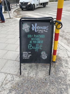 Welcome sign   at Hermans in Stockholm