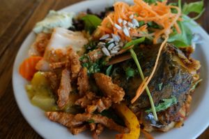 Example of what you can get at the buffet. at Hermans in Stockholm