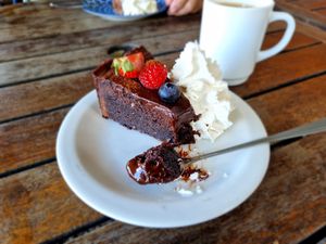 Belgian chocolate cake at Hermans in Stockholm