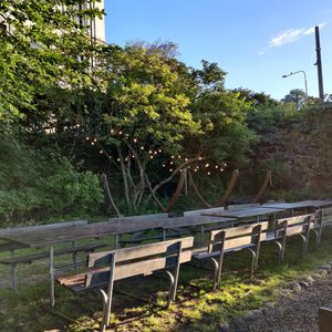 Outdoor seating at Hermans in Stockholm