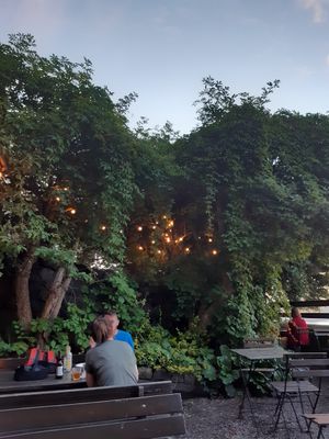 one of the outdoor seating areas at Hermans in Stockholm