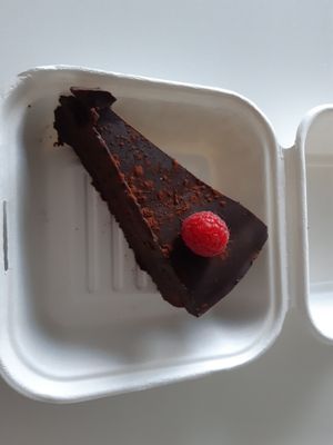 Chocolate cake at Hermans in Stockholm