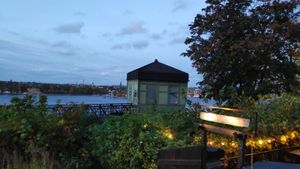 The terrace and the views  at Hermans in Stockholm