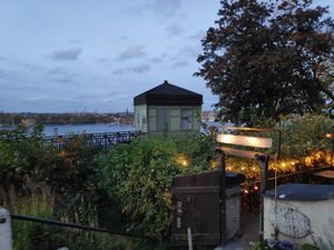 The entrance to the terrace  at Hermans in Stockholm