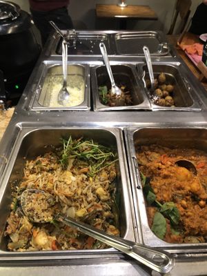 The warm section of the buffet  at Hermans in Stockholm