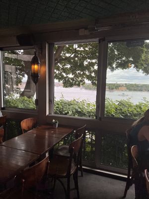 The indoor seating  at Hermans in Stockholm