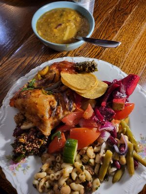 soup, pizza and mostly salad choices at Hermans in Stockholm