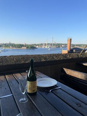 Apple cider and view  at Hermans in Stockholm