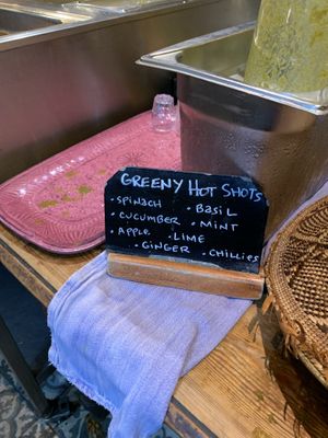 Delicious greeny hot shot!   at Hermans in Stockholm