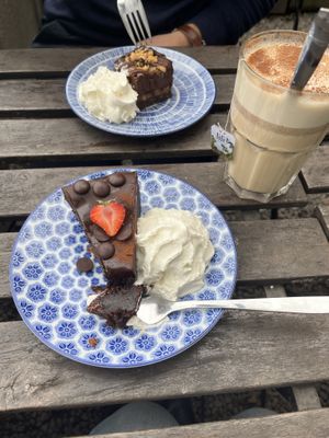 Chocolate cake and snickers cake  at Hermans in Stockholm