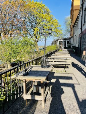 Outdoor seating  at Hermans in Stockholm
