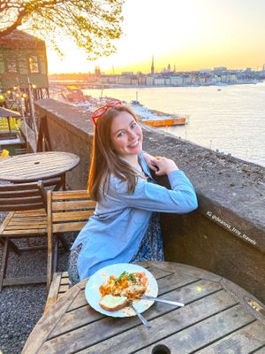 Dinner with a sunset view overlooking the city of Stockholm! at Hermans in Stockholm