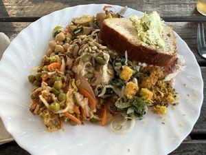 A little bit of almost every salad 😅  at Hermans in Stockholm