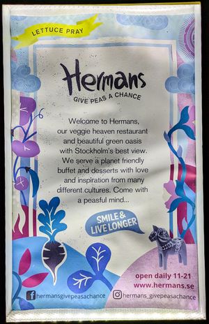 Sign outside of Hermans at Hermans in Stockholm