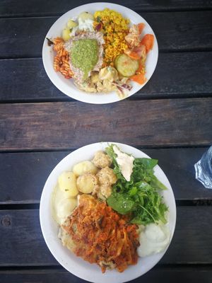 nice buffet and a garden with a great view at Hermans in Stockholm