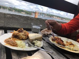Food with a view! (Buffet food doesn’t photograph well.) at Hermans in Stockholm