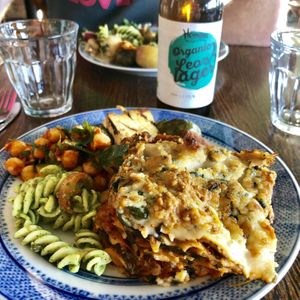 First of three platefuls!!! at Hermans in Stockholm