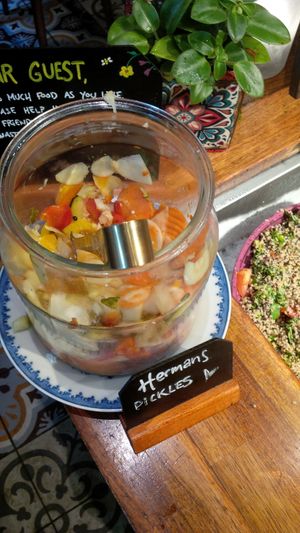 marinated garlic at Hermans in Stockholm