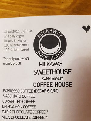 Milkaway menu at Milkaway in Naples