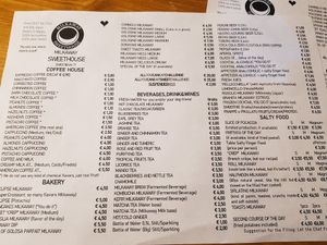Menu at Milkaway in Naples