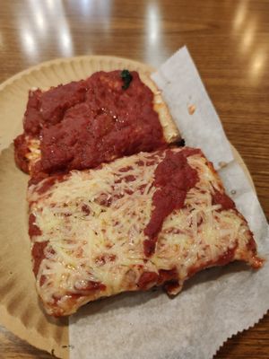Vegan Upside down & NY Sicilian pizzas at NY Pizza Suprema in New York City
