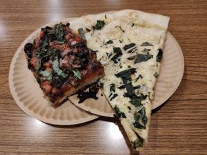 Vegan Pizzas (The right one is called Alfredo) at NY Pizza Suprema in New York City