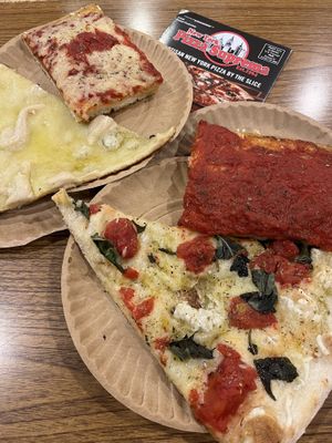 Slices: white, Sicilian, “upside down”, margarita   at NY Pizza Suprema in New York City