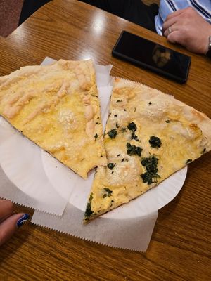 White one (must try!!!) and Alfredo at NY Pizza Suprema in New York City