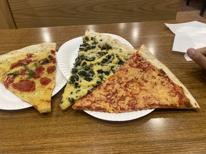 Vegan margarita, vegan Alfredo, NY Vegan regular slice   at NY Pizza Suprema in New York City