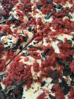 Vegan margarita pizza  at NY Pizza Suprema in New York City