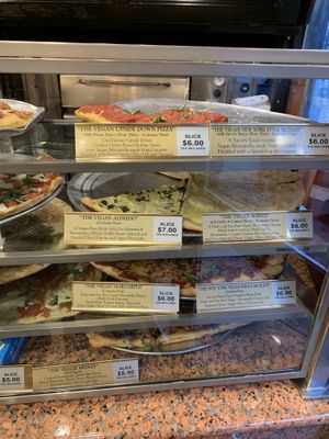 Seven vegan options, six with vegan cheese at NY Pizza Suprema in New York City